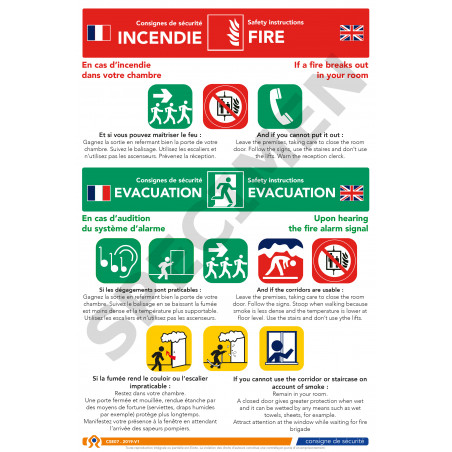 Consigne de sécurité incendie bilingue