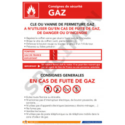 Consigne de sécurité GAZ