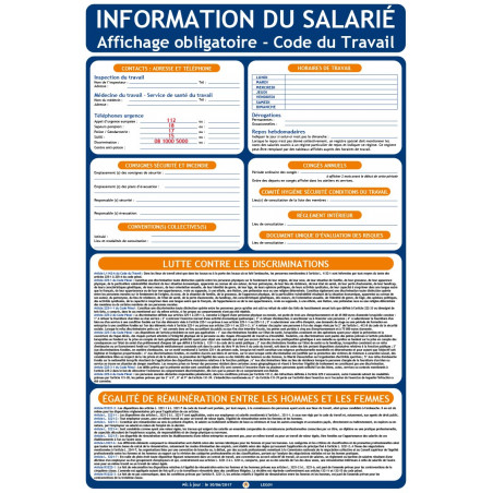 Information du salarié affichage obligatoire