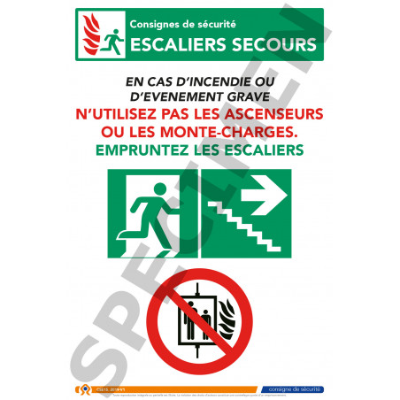 Consigne de sécurité escalier à droite