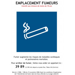 Panneau emplacements fumeurs conforme décret officiel