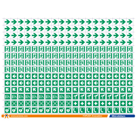 Planche de sticks autocollant symboles évacuation