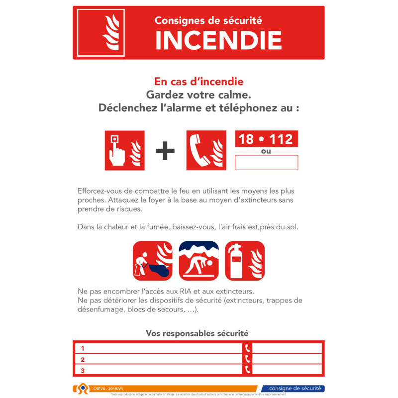 Consigne de sécurité incendie