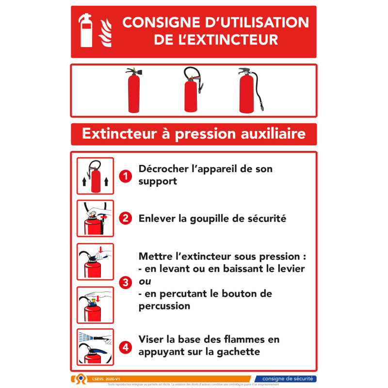 Consigne de sécurité de l'extincteur à pression