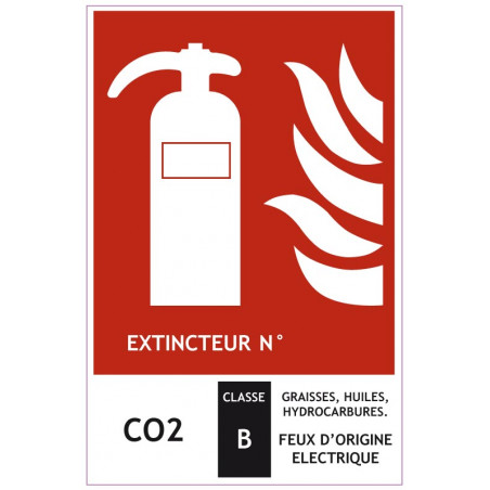 Panneau sérigraphié extincteur classe B 125x190 mm